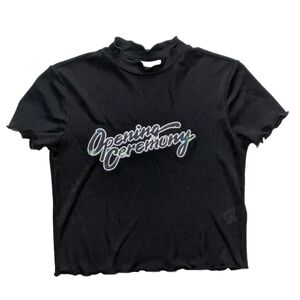 Opening Ceremony Black Cropped Baby Doll Logo Tee Y2K XS